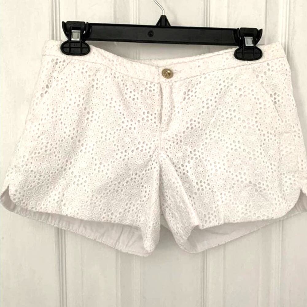 Lilly Pulitzer Womens White Eyelet Adie Resort Wear Pop the Bubble Shorts 0 NEW